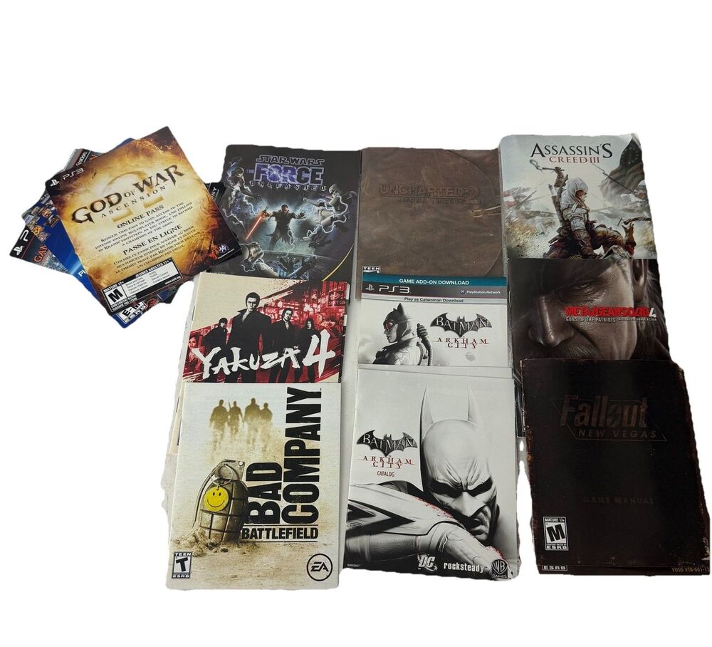 Vintage Vintage PS3 Game Manual Lot-God of War, Yakuza 4, Fallout New Vegas, etc
